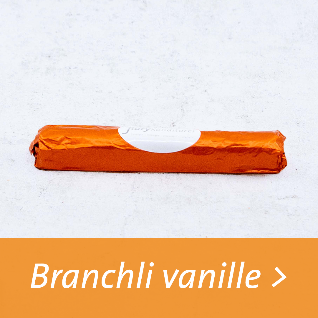 Hausgemachtes Branchli aus dunkler Schokolade.