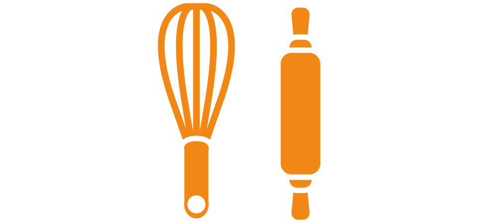 orangenes Schwingbesen und Wallholz Icon