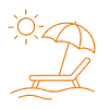 Piktogramm: Liegestuhl mit Sonnenschirm